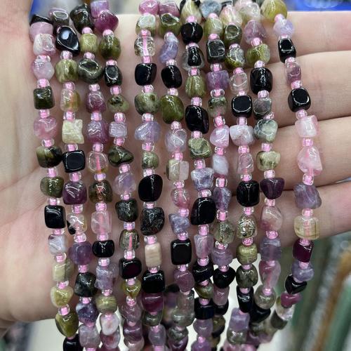 Perles bijoux en pierres gemmes, tourmaline, pepite, bijoux de mode & DIY, couleurs mélangées, Length about 6-7mm, Vendu par Environ 38 cm brin