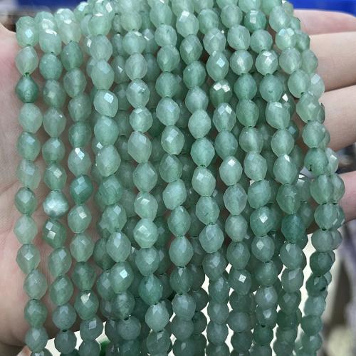 Natural Aventurine Beads, Green Aventurine, Oval, fashion jewelry & DIY & faceted, green, Length about 6.5-7.6mm, Sold Per Approx 38 cm Strand
