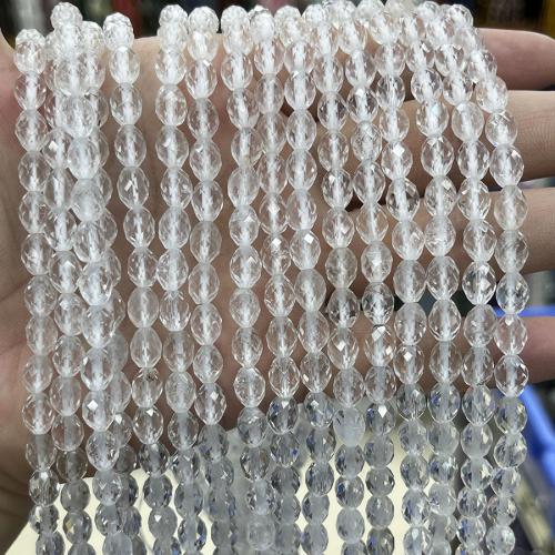 Natural Clear Quartz Beads, Oval, fashion jewelry & DIY & faceted, clear, Length about 6.5-7.6mm, Sold Per Approx 38 cm Strand