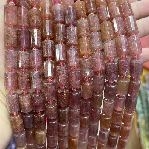 Natürlicher Quarz Perlen Schmuck, Strawberry Quartz, Zylinder, Modeschmuck & DIY & facettierte, gemischte Farben, Length about 10-15mm, verkauft per ca. 38 cm Strang
