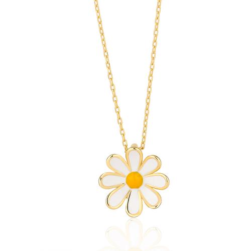 925 Sterling Silver Jewelry Sets, Stud Earring & necklace, Daisy, fashion jewelry & different styles for choice & for woman, Length:Approx 46 cm, Sold By PC