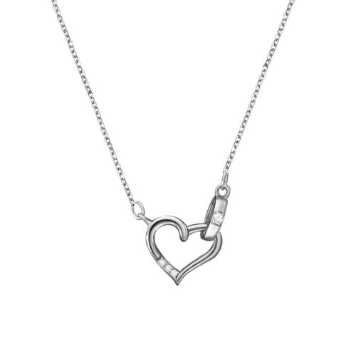 Cubic Zircon Micro Pave 925 Sterling Silver Necklace with 5cm extender chain Heart fashion jewelry & micro pave cubic zirconia & for woman Length Approx 40 cm Sold By PC