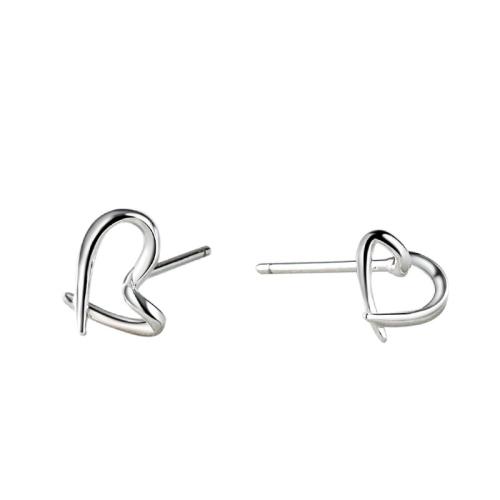 925 Sterling Silver Stud Earrings Heart fashion jewelry & for woman Sold By PC