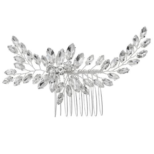 Dekorativa Hår Combs, Zink Alloy, handgjord, mode smycken & för kvinna & med strass, silver, 130x60mm, Säljs av PC