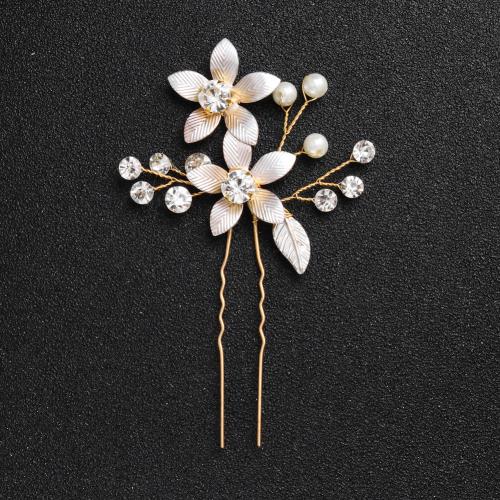 Hair Stick, Tibetan Style, with Plastic Pearl, handmade, 2 pieces & for woman & with rhinestone, silver color, 100x60mm, Sold By Bag