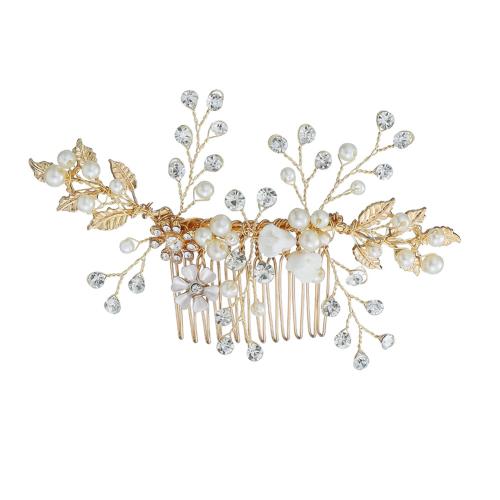 Decorative Hair Combs Brass with ABS Plastic Pearl & Polymer Clay fashion jewelry & for woman & with rhinestone Sold By PC