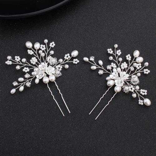 Hair Stick Zinc Alloy with Plastic Pearl fashion jewelry & for woman & with rhinestone Sold By PC