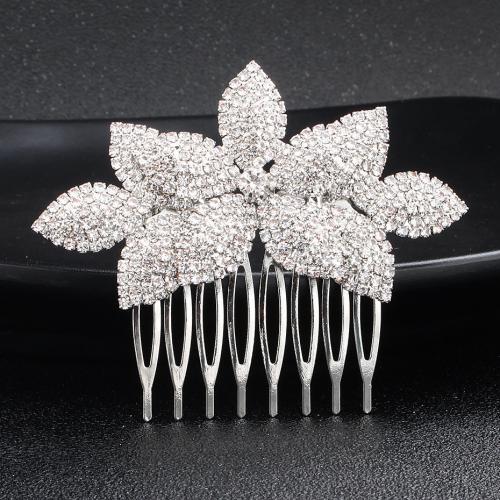 Decorative Hair Combs, Tibetan Style, fashion jewelry & for woman & with rhinestone, more colors for choice, 80x60mm, Sold By PC