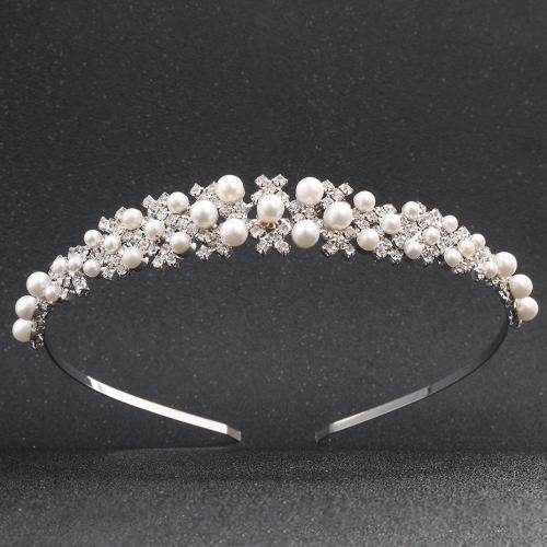 Hair Bands, Tibetan Style, with Plastic Pearl, fashion jewelry & for woman & with rhinestone, silver color, Sold By PC