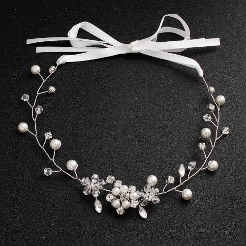 Headband Zinc Alloy with Crystal & Plastic Pearl fashion jewelry & for woman silver color Sold By Strand
