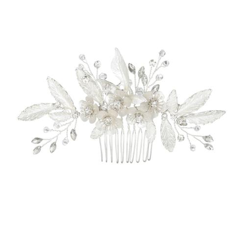 Decorative Hair Combs Brass with Crystal fashion jewelry & for woman & with rhinestone silver color Sold By PC