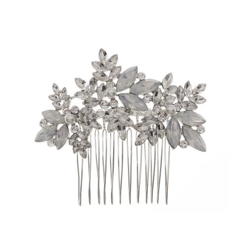 Dekorativní Hair Combs, Zinek, módní šperky & pro ženy & s drahokamu, stříbro, 80x70mm, Prodáno By PC