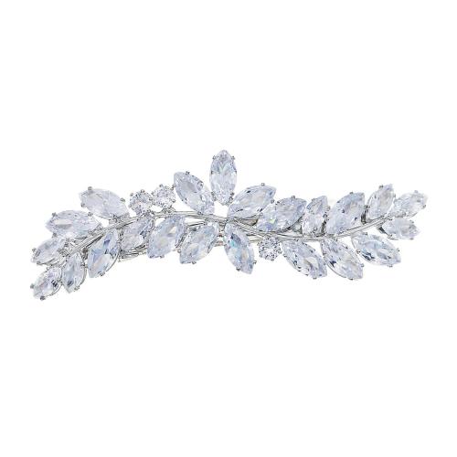 Hair Snap Clips Zinc Alloy with Cubic Zirconia fashion jewelry & for woman silver color Sold By PC