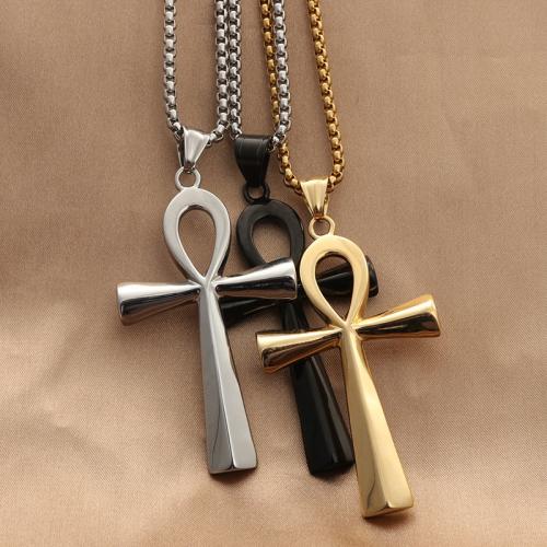 Stainless Steel Jewelry Necklace, 304 Stainless Steel, Cross, polished, fashion jewelry & different styles for choice & for man, more colors for choice, 66x37mm, Length:Approx 60 cm, Sold By PC