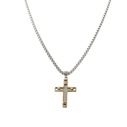 Stainless Steel Jewelry Necklace, 304 Stainless Steel, Cross, polished, fashion jewelry & different styles for choice & for man, 34x22mm, Length:Approx 60 cm, Sold By PC