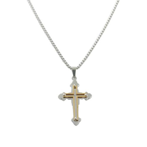Stainless Steel Jewelry Necklace 304 Stainless Steel Cross polished fashion jewelry & for man Length Approx 60 cm Sold By PC