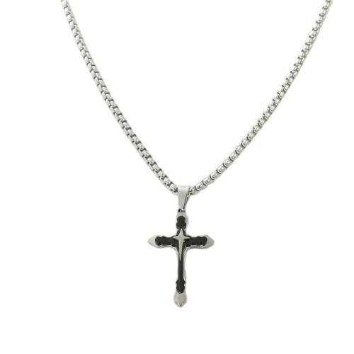 Stainless Steel Jewelry Necklace, 304 Stainless Steel, Cross, polished, fashion jewelry & different styles for choice & for man, 20x32mm, Length:Approx 60 cm, Sold By PC