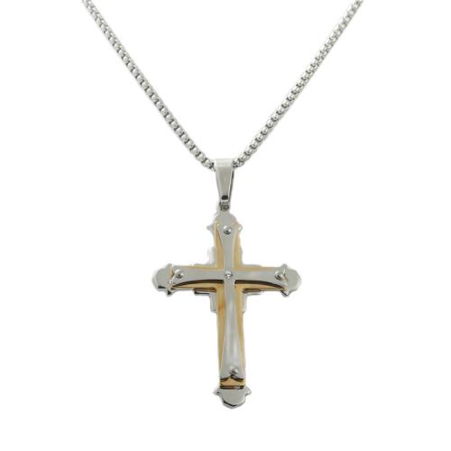 Stainless Steel Jewelry Necklace, 304 Stainless Steel, Cross, polished, fashion jewelry & different styles for choice & for man, 43x65mm, Length:Approx 60 cm, Sold By PC