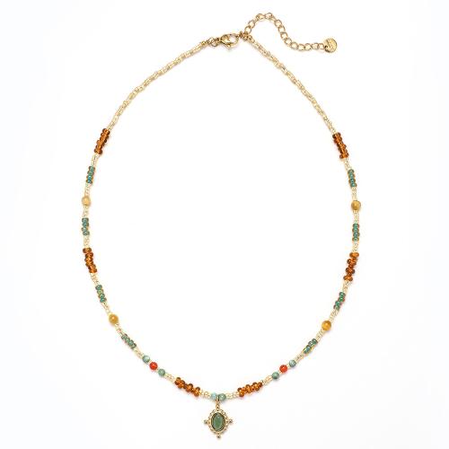 Природный камень Ожерелье, с Латунь, с 5cm наполнитель цепи, плакирован золотом, ювелирные изделия моды & Женский, Много цветов для выбора, длина:Приблизительно 40 см, продается PC