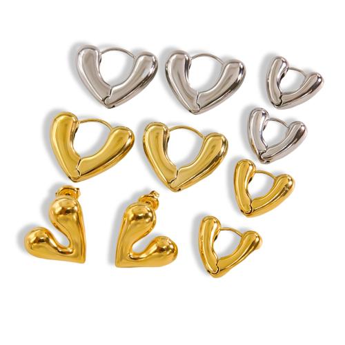 Stainless Steel Lever Back Earring, 304 Stainless Steel, Heart, Vacuum Ion Plating, fashion jewelry & different size for choice & for woman, more colors for choice, Sold By Pair