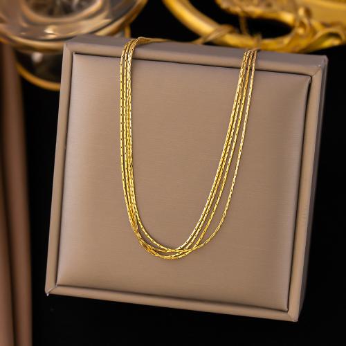 Titanium Steel Necklace, plated, multilayer & for woman, more colors for choice, Length:45 cm, Sold By PC