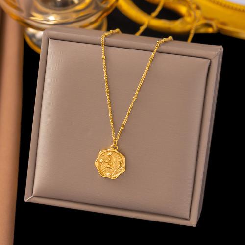 Titanium Steel Necklace with 5cm extender chain gold color plated for woman Length 45 cm Sold By PC