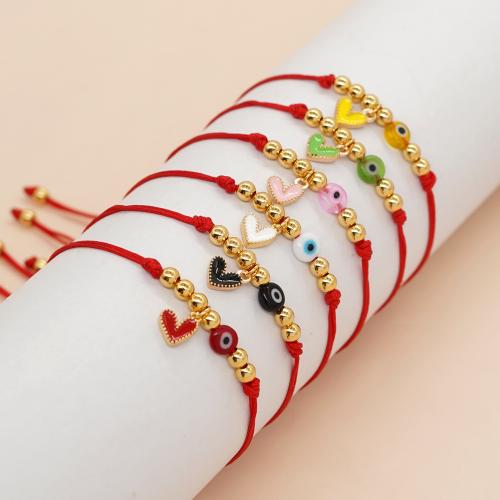 Tibetan Style Bracelet, with Wax Cord, gold color plated, Adjustable & evil eye pattern & for woman, Silver rhodium color, nickel, lead & cadmium free, Sold By PC