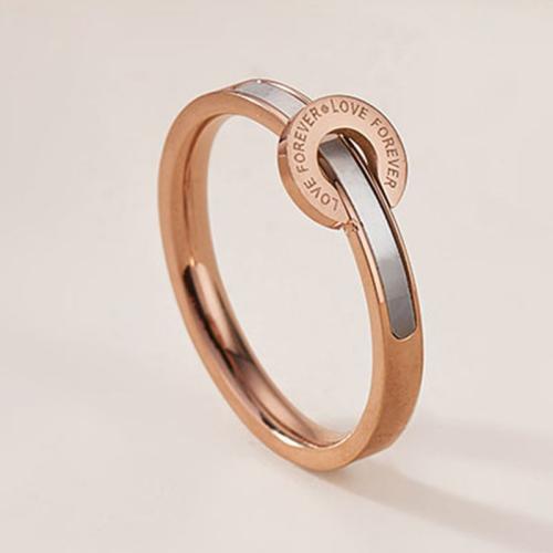 Titanium Čelik Finger Ring, s Bijela Shell, pozlaćen, modni nakit & različite veličine za izbor, zlato, Prodano By PC