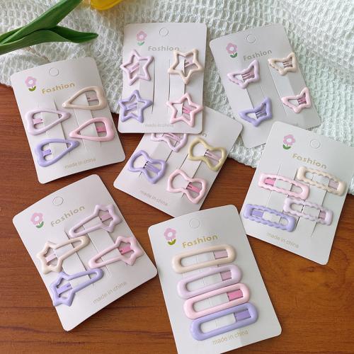 Hair Snap Clips Zinc Alloy & for woman & enamel mixed colors Sold By Set