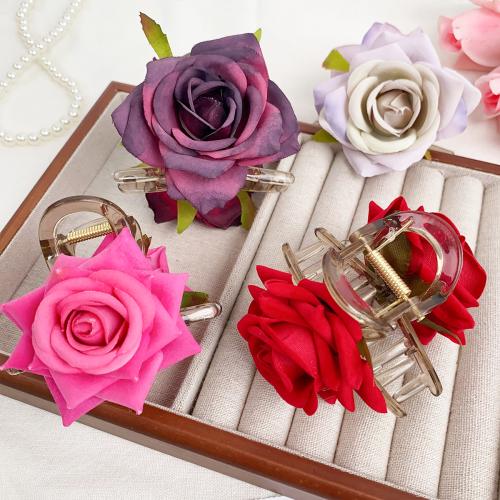 Hair Claw Clips Plastic Rose handmade & for woman Sold By PC