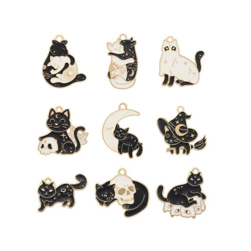 Tibetan Style Enamel Pendants, Cat, DIY & different styles for choice, black, 20PCs/Lot, Sold By Lot