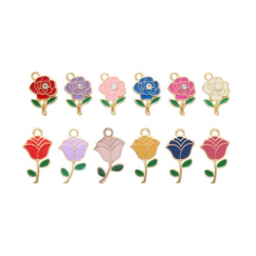 Tibetan Style Enamel Pendants, Flower, DIY & different styles for choice & micro pave cubic zirconia, more colors for choice, 20PCs/Lot, Sold By Lot