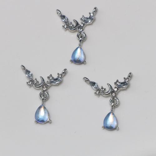 Zinc Alloy Pendants with Moonstone plated DIY & double-hole original color Sold By PC