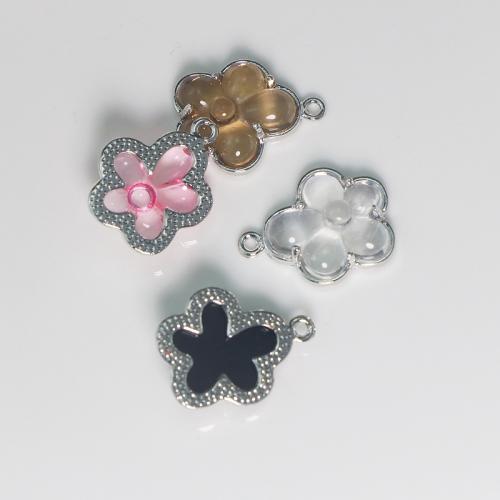 Tibetan Style Flower Pendants, with Resin, petals, plated, DIY, more colors for choice, 18x23mm, Sold By PC