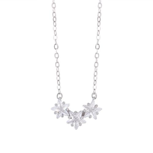 Cubic Zircon Micro Pave 925 Sterling Silver Necklace with 5CM extender chain micro pave cubic zirconia & for woman platinum color Length Approx 40 cm Sold By PC