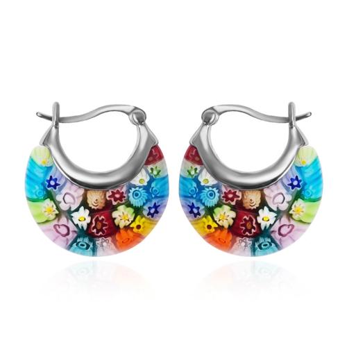 Stainless Steel Lever Back Earring 304 Stainless Steel with Lampwork for woman Sold By Pair