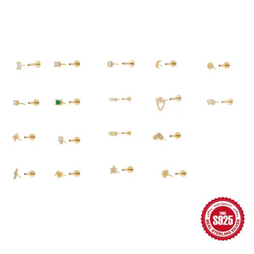 925 sidabro Piercing auskarai, unisex & įvairių stilių pasirinkimas & mikro nutiesti kubinių Zirconia, 8mm, Pardavė PC