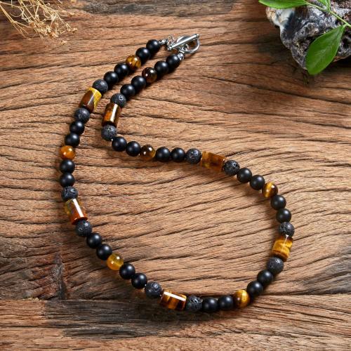 Natural Gemstone Necklace, Natural Stone, with 316 Stainless Steel, fashion jewelry & for man, more colors for choice, Length:Approx 45 cm, Sold By PC
