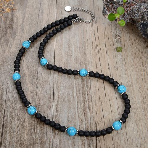 Natural Gemstone Necklace Natural Stone with 304 Stainless Steel fashion jewelry & Unisex Length Approx 45 cm Sold By PC