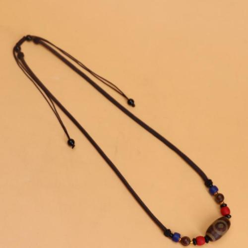 Sweater Chain Necklace Tibetan Agate with Polyester Cord & Plastic fashion jewelry & for woman Length Approx 75 cm Sold By PC