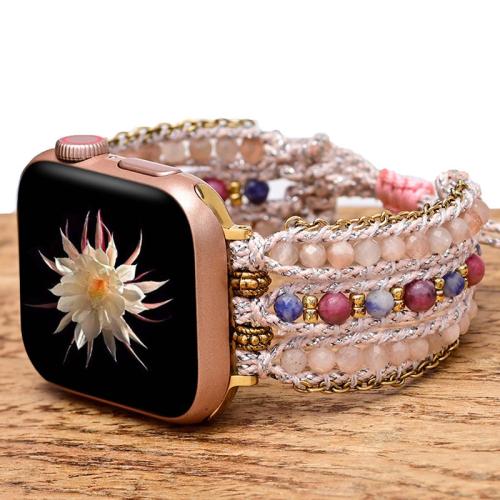 Watch Bands Natural Stone with Zinc Alloy Adjustable & multilayer & for apple watch & Bohemian style & Unisex Length Approx 15 cm Sold By PC