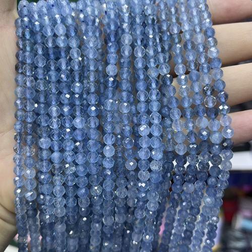 Gemstone Jewelry Beads, Aquamarine, Round, fashion jewelry & DIY & faceted, sea blue, 5mm, Sold Per Approx 38 cm Strand