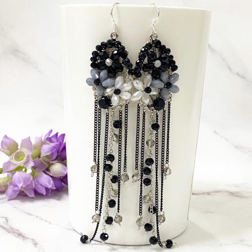 Crystal Earrings with Iron Flower stoving varnish fashion jewelry & for woman Sold By Pair