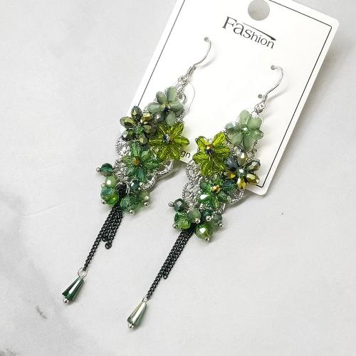 Crystal Earrings with Iron Flower plated fashion jewelry & for woman Sold By Pair