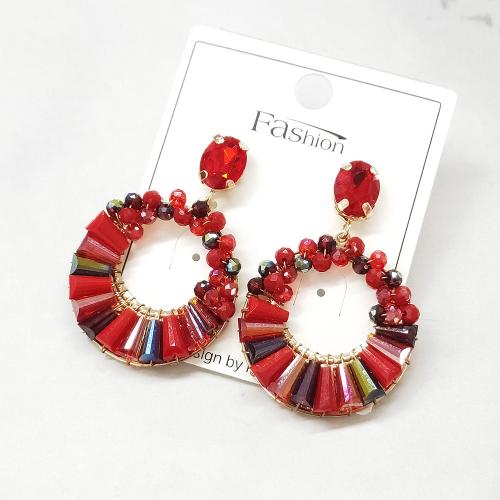 Boucles d'oreilles cristal, avec fer, beignet, Placage, bijoux de mode & pour femme, plus de couleurs à choisir, 30x45mm, Vendu par paire