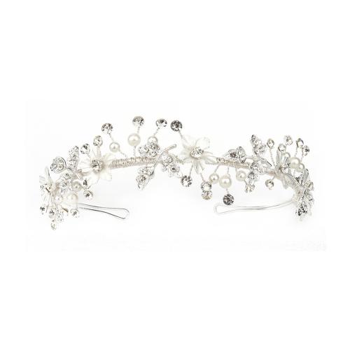 Hair Bands Brass with Plastic Pearl fashion jewelry & for woman & with rhinestone silver color Sold By PC