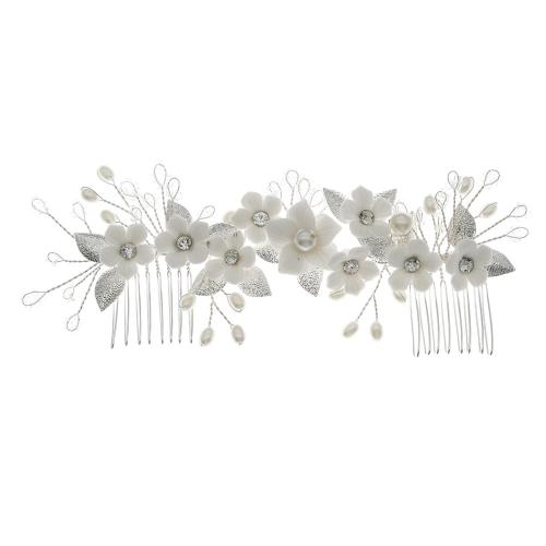Decorative Hair Combs Zinc Alloy with Polymer Clay & Plastic Pearl fashion jewelry & for woman & with rhinestone Sold By PC
