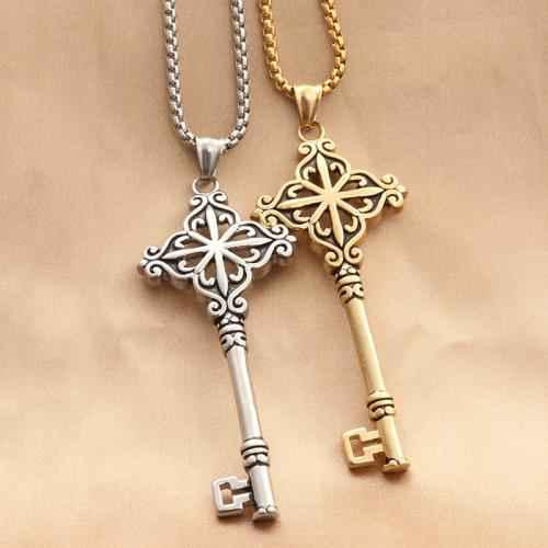 Stainless Steel Jewelry Necklace 304 Stainless Steel Key polished fashion jewelry & for man Length Approx 60 cm Sold By PC