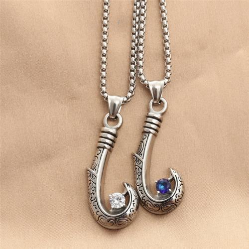 Stainless Steel Jewelry Necklace 304 Stainless Steel polished & for man & with rhinestone Length Approx 60 cm Sold By PC