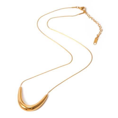 Edelstahl Schmuck Halskette, 304 Edelstahl, mit Verlängerungskettchen von 5cm, 18K vergoldet, Modeschmuck & für Frau, goldfarben, 35.20mm, Länge ca. 45 cm, verkauft von PC